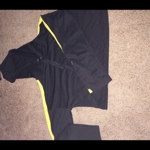 black crop hoodie with yellow lining